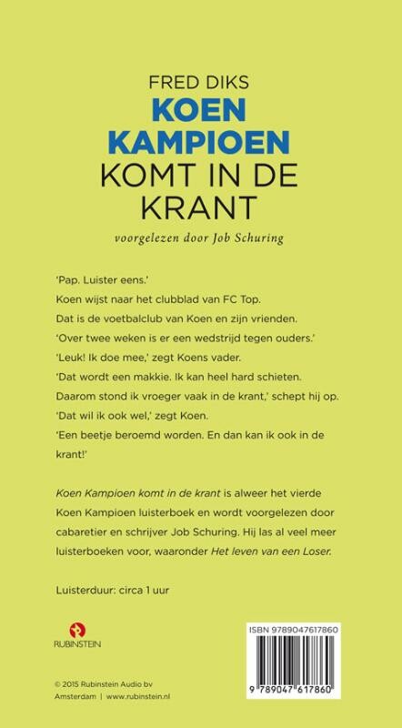 Koen Kampioen komt in de krant / Koen Kampioen achterkant
