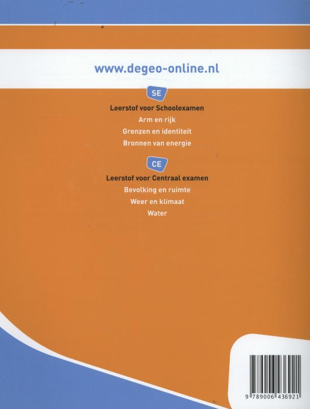 De Geo  - Water 3/4 vmbo-kgt Water Lesboek 3/4 vmbo-kgt CE achterkant