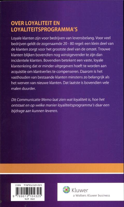 Over loyaliteit en loyaliteitsprogramma's / Communicatie memo / 54 achterkant