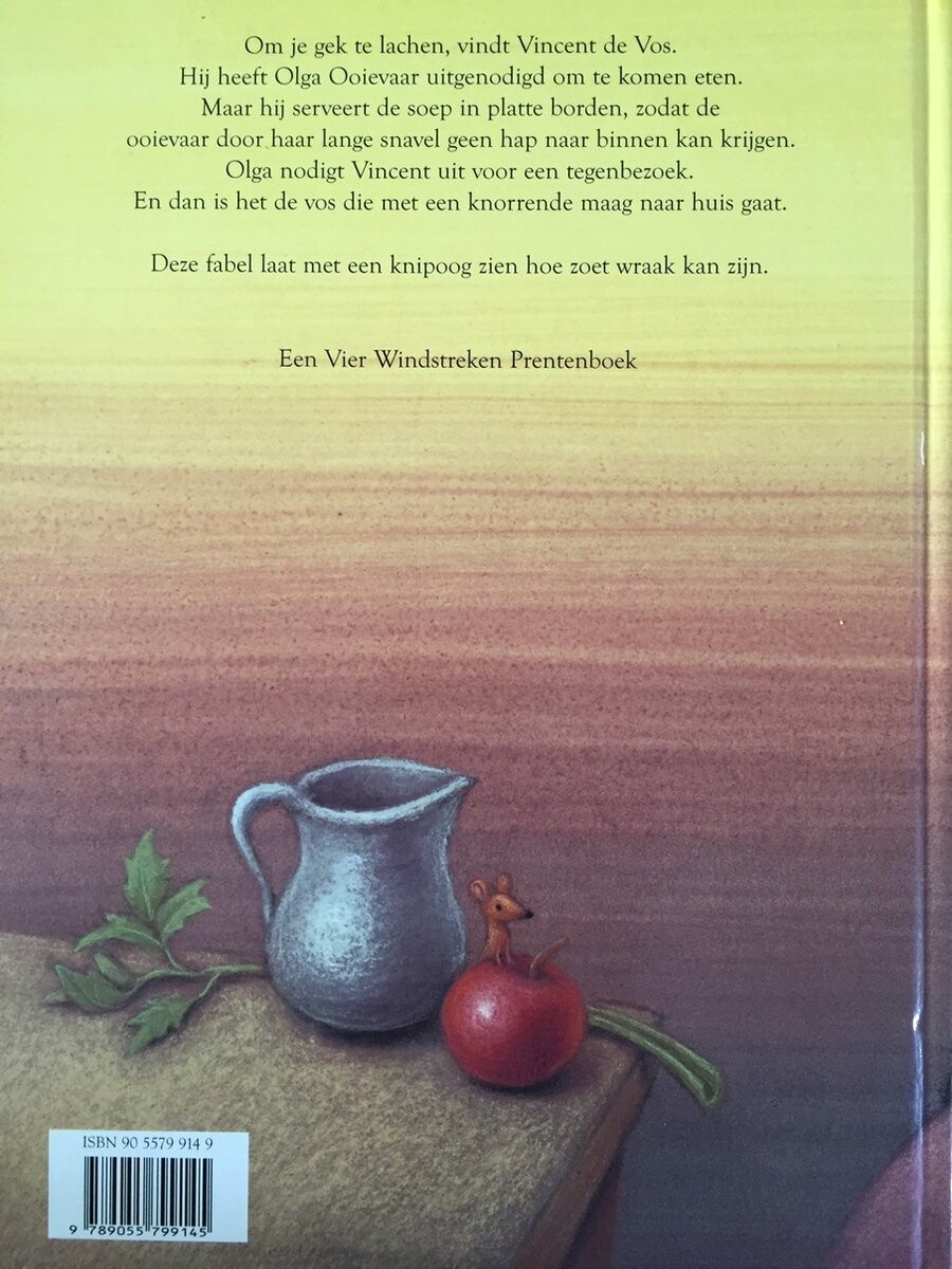 De vos en de ooievaar / Een Vier Windstreken prentenboek achterkant