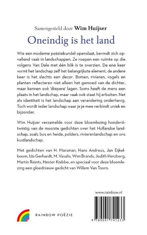 Oneindig is het land / Rainbow poëzie achterkant