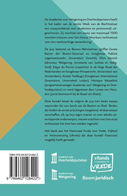 De weerbare rechtsstaat / Academie voor Wetgeving en Overheidsjuristen achterkant
