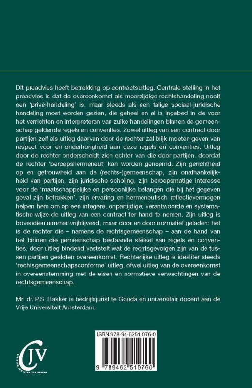 Rechtsgemeenschapsconforme uitleg / Preadviezen Christen Juristen Vereniging achterkant