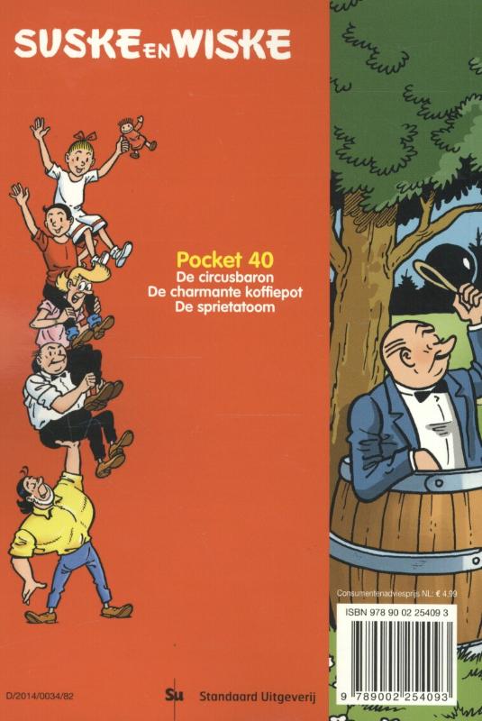 Suske en Wiske pocket 40. de circusbaron, de charmante koffiepot, de sprietatoom achterkant