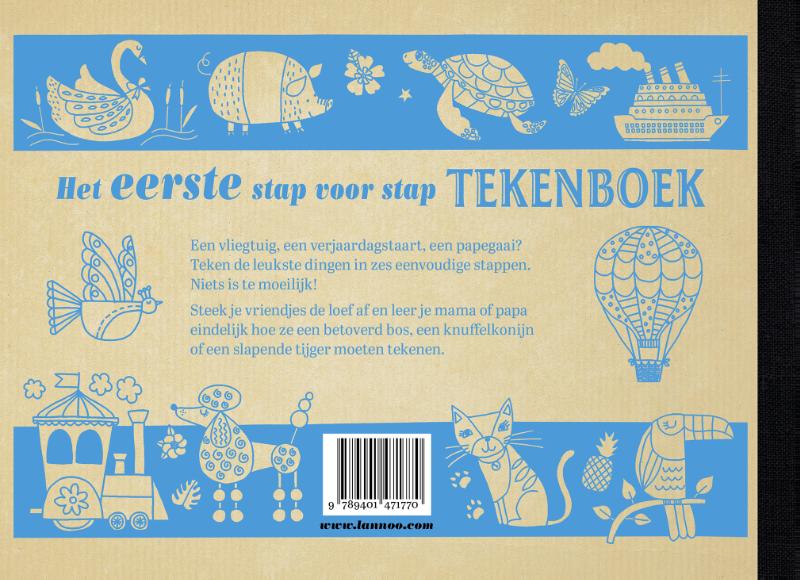 Het eerste stap voor stap tekenboek achterkant