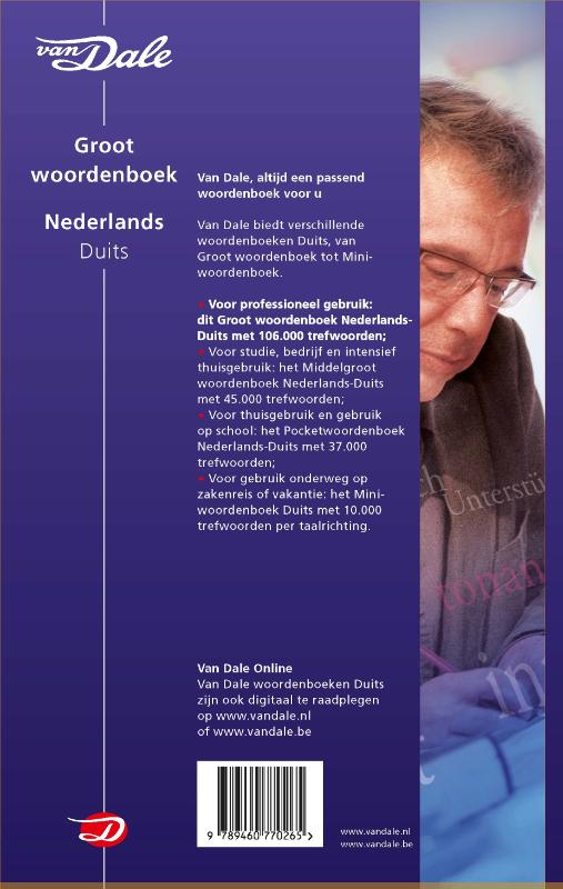 Van Dale Groot woordenboek Nederlands-Duits / druk 4 achterkant