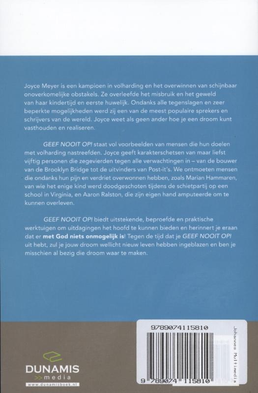 Geef nooit op achterkant